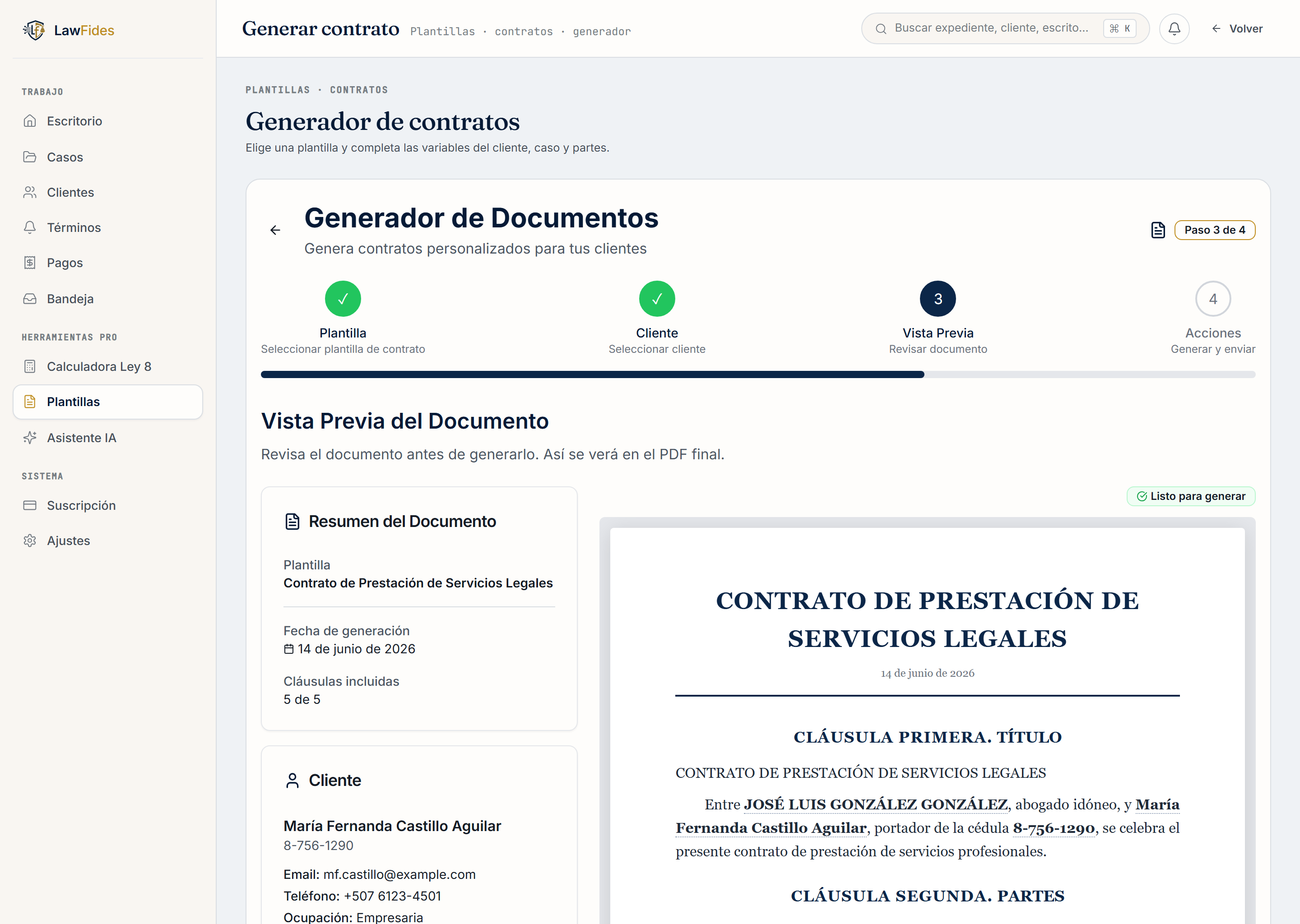 Captura de Plantillas y Firma en LawFides